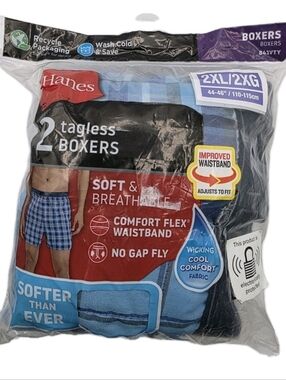 Hanes Mens Tagless Boxer Briefs  Knit Stretch Performance Size  XLarge 44 46 NEW